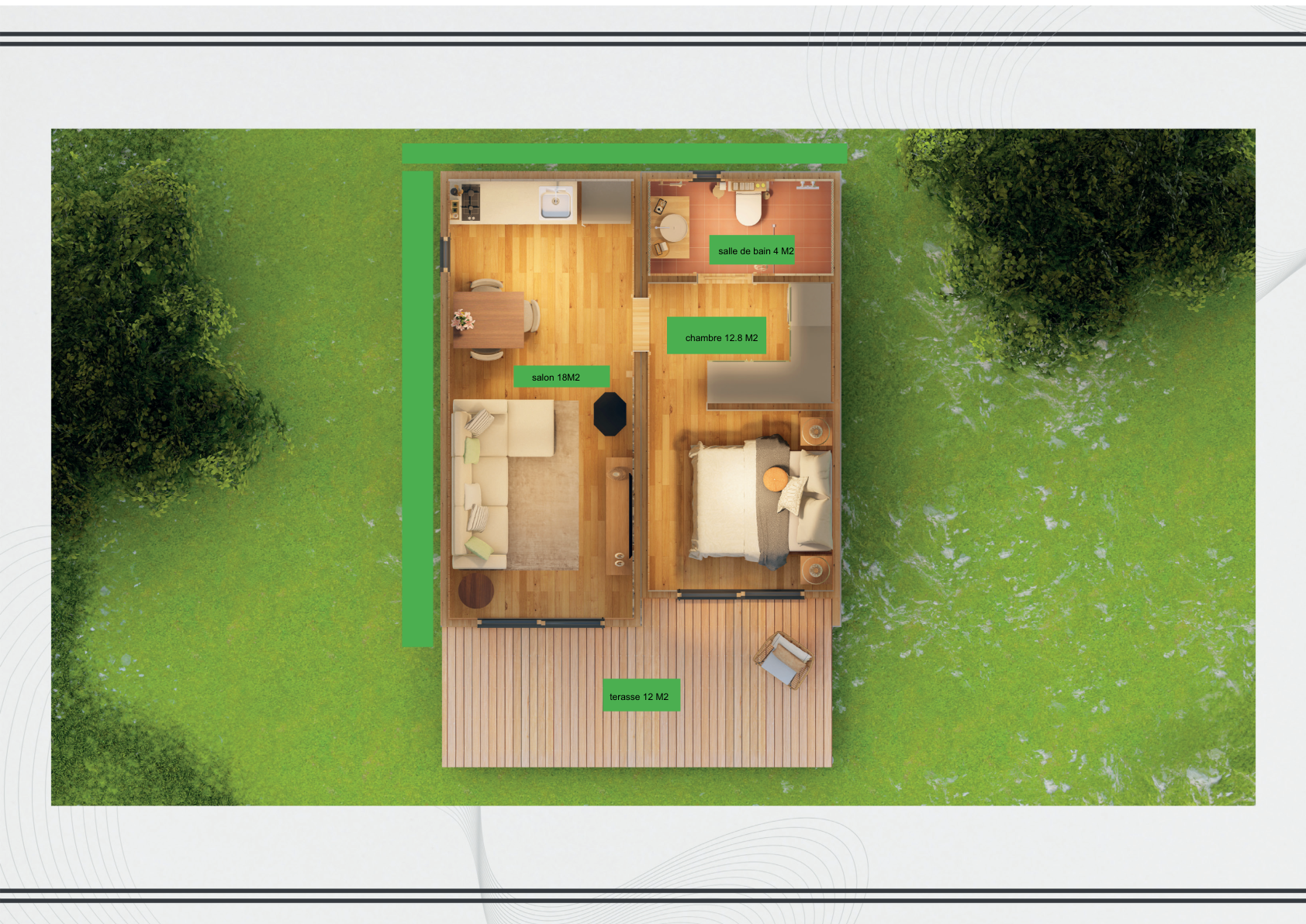 Salon lumineux du chalet bois