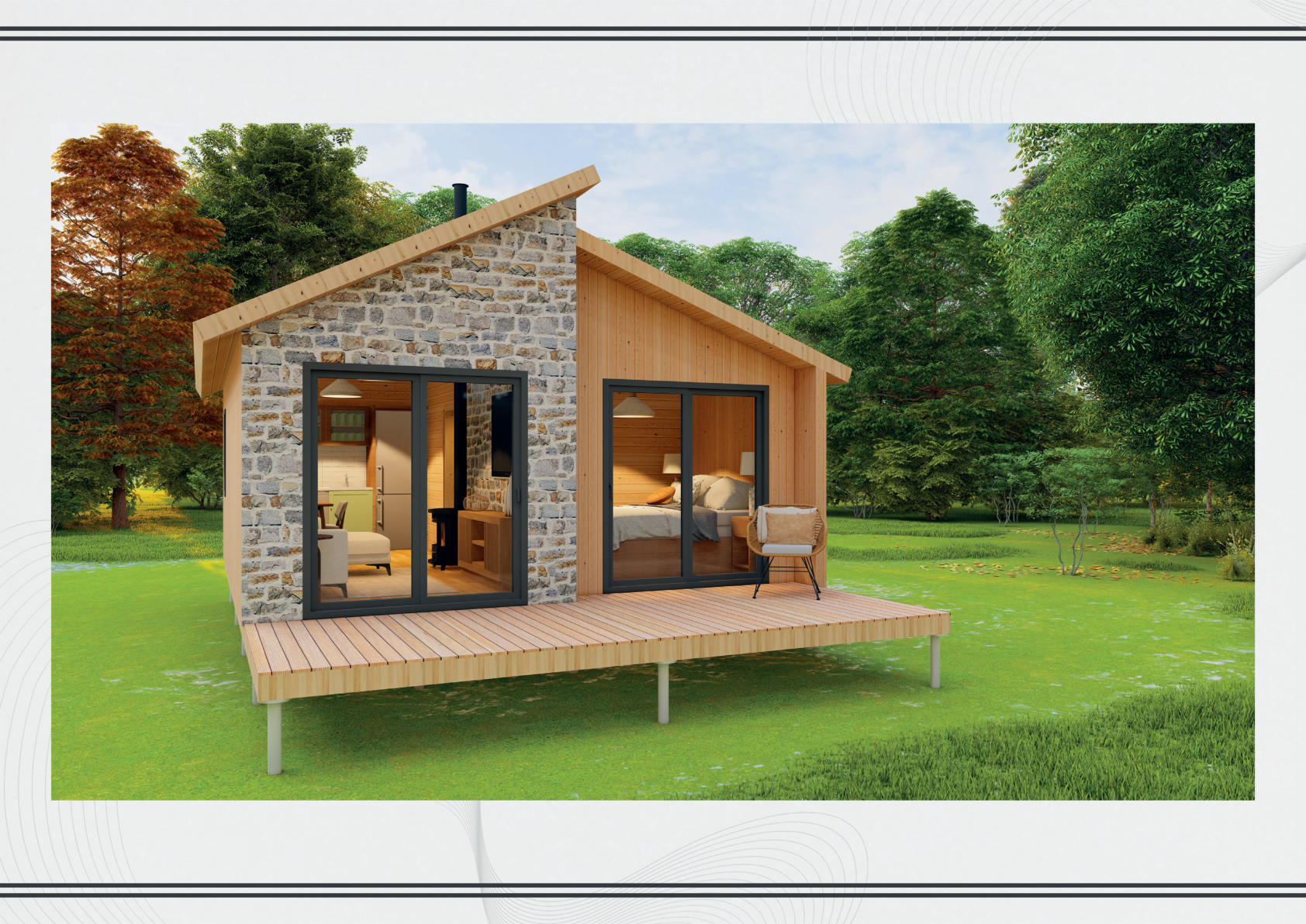 Chambre principale du chalet 35 m²